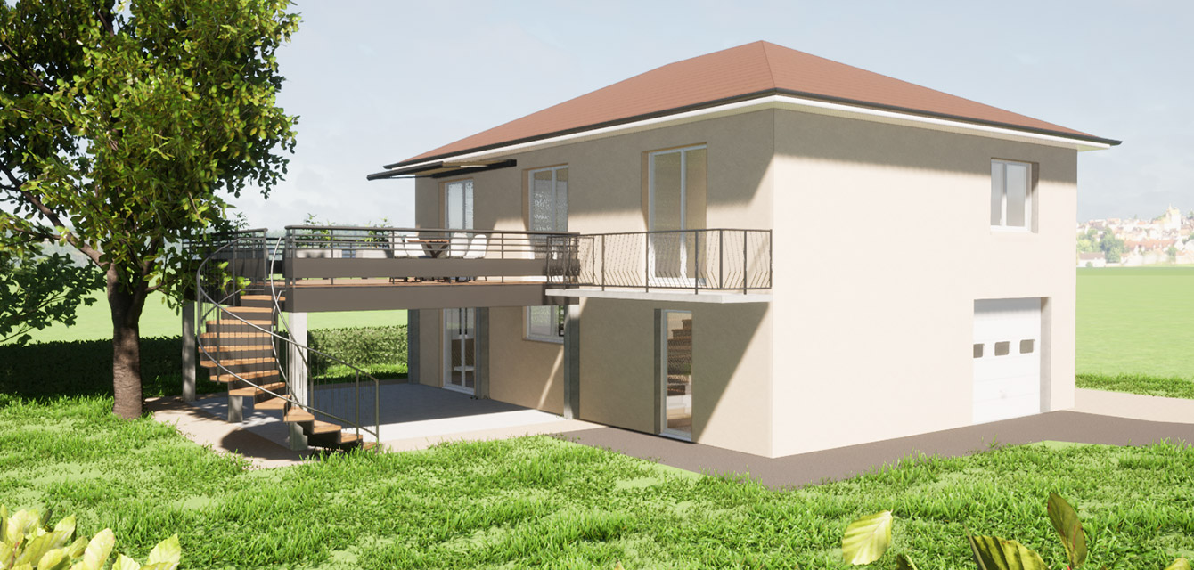 Extension d'une maison avec la création d'une terrasse